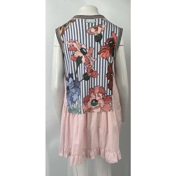 NWT Isola Marras Floral Striped Sweater Combo Sleeveless Short Dress sz S - Picture 3 of 5